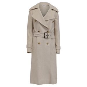 Victoria Beckham Double-Breasted Trench Coat in White Cotton